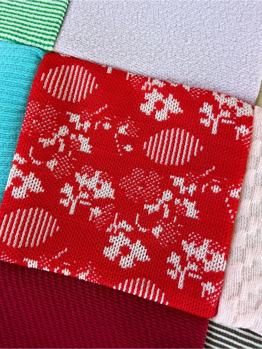 Vintage Double Knit Polyester Patchwork Scrap Quilt Bright Colorful 45x66